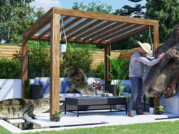 Dunster House Pergola With Roof 3M X 2.5M Pressure Treated Wooden Gazebo Shelter Terracube - thumbnail 2