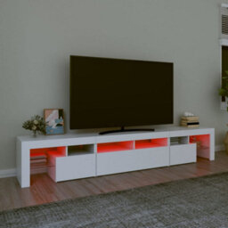 Berkfield Modern Tv Cabinet With Led Lights White 230X36.5X40 Cm - thumbnail 5