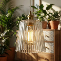 Clear Glass Lamp Shade With E27 Fit, 12Cm Diameter, Modern Vintage Industrial Design For Ceiling And Table Lamps - thumbnail 8