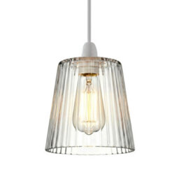 Clear Glass Lamp Shade With E27 Fit, 12Cm Diameter, Modern Vintage Industrial Design For Ceiling And Table Lamps