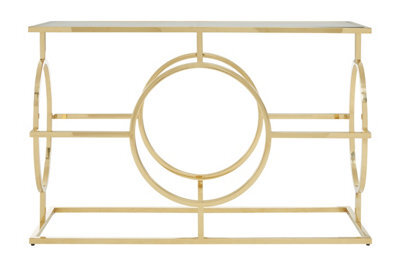 Premier Housewares Interiors By Premier Elegant Metallic Console Table, Luxe Gold Finish Decorative Table, Modern Spacious Storage Table For Kitchen - image 1