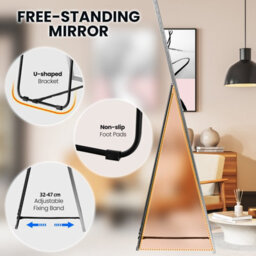 Costway Full Length Mirror Rectangular Dressing Mirror Floor-Standing Or Wall-Mounted - thumbnail 7