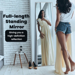Costway Full Length Mirror Rectangular Dressing Mirror Floor-Standing Or Wall-Mounted - thumbnail 4