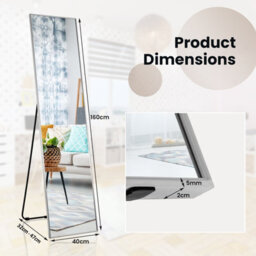 Costway Full Length Mirror Rectangular Dressing Mirror Floor-Standing Or Wall-Mounted - thumbnail 2