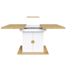 Abrihome Dining Table, Table, Extension Table For Kitchen & Living Room, Wood Veneer With Sun-Relief, Generous Storage Space - thumbnail 6