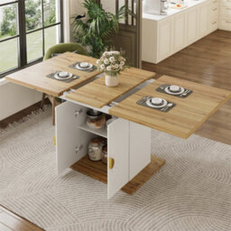 Abrihome Dining Table, Table, Extension Table For Kitchen & Living Room, Wood Veneer With Sun-Relief, Generous Storage Space - thumbnail 7
