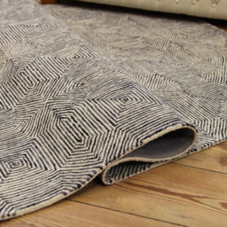 Black Viscose , Wool Easy To Clean Geometric Luxurious , Modern , Wool Rug For Living Room, Bedroom - 160Cm X 230Cm - thumbnail 3