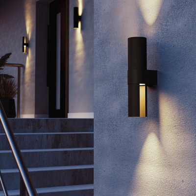 Eglo Montelauro Outdoor Led Wall Light, Tri Colour Cct, Ip65 Weatherproof, Black Structured Aluminium - image 1