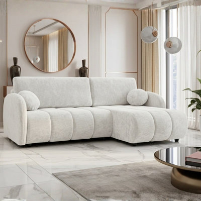Zara L 2R Plus Lc Universal Corner Sofa Bed Has Storage Cream - image 1