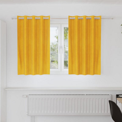 Berkfield Blackout Curtains With Eyelets 2 Pcs Mustard Yellow Velvet - image 1