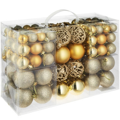 Tectake Christmas Baubles - Set Of 100 In Gold, 3, 4 And 6 Cm Diameters  - Gold - image 1