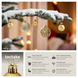 Tectake Christmas Baubles - Set Of 100 In Gold, 3, 4 And 6 Cm Diameters  - Gold - thumbnail 2