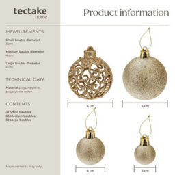 Tectake Christmas Baubles - Set Of 100 In Gold, 3, 4 And 6 Cm Diameters  - Gold - thumbnail 6