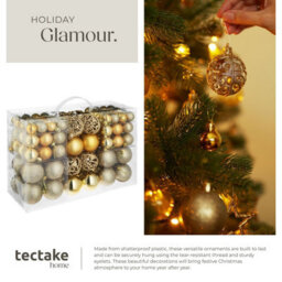 Tectake Christmas Baubles - Set Of 100 In Gold, 3, 4 And 6 Cm Diameters  - Gold - thumbnail 4