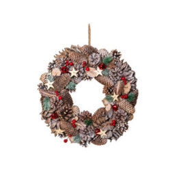 Samuel Alexander 36Cm Frosted Hanging Christmas Wreath With Red Jingle Bells & Wooden Stars - thumbnail 9