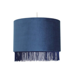 First Choice Lighting Fringed Navy Blue 23Cm Fringed Velvet Pendant Shade - thumbnail 2