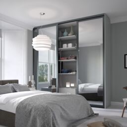Spacepro Shaker Classic Shaker Mirrored Gloss Graphite 3 Door Sliding Wardrobe Door Kit (H)2220mm (W)2136mm - thumbnail 4