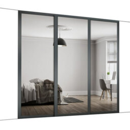 Spacepro Shaker Classic Shaker Mirrored Gloss Graphite 3 Door Sliding Wardrobe Door Kit (H)2220mm (W)2136mm - thumbnail 1