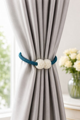 Pearl Magnetic Curtain Tiebacks 2 Pack Blue - image 1