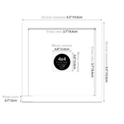 "4X4"" White Picture Frame - 4X4"" Square Frame With 1X1"" Mount For 4X4""/1X1"" Pictures Luxurious Style Room Decor, 1 Pack" - thumbnail 2