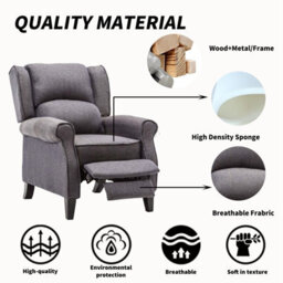 Westwood Grey Vintage Armchair Sofa Recliner Lounge Fabric Tub Chair Seat Home - thumbnail 6