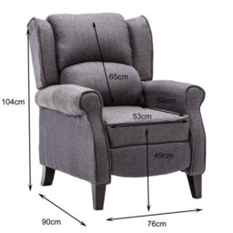 Westwood Grey Vintage Armchair Sofa Recliner Lounge Fabric Tub Chair Seat Home - thumbnail 2