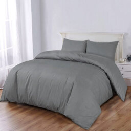 Ameha Plain Duvet Cover Set Soft Microfiber 3Pcs Bedding Quilt King Cover With Matching Pillowcases(Grey, 230 X 220 Cm) - thumbnail 1