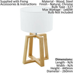 Stylish 2 Pack Natural Chrome Table Desk Lamps With White Fabric Shade - thumbnail 2