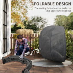 Double Hanging Egg Chair Folding Swing Hammock W/ Cushion, Indoor Outdoor Grey - thumbnail 5