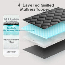 Casabella Mattress Topper - 4 Layer Gel Memory Foam Mattress Topper - thumbnail 2