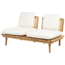 Wyld And Coco Gardenco 5-Piece Outdoor Sofa Set With Light Beige Cushions, Acacia Wood And Pe Rattan - thumbnail 5
