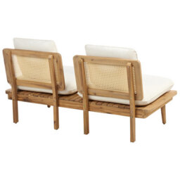 Wyld And Coco Gardenco 5-Piece Outdoor Sofa Set With Light Beige Cushions, Acacia Wood And Pe Rattan - thumbnail 6