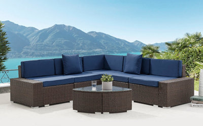Home Detail Mijas Corner Rattan Sofa Garden Set, Brown Rattan - image 1