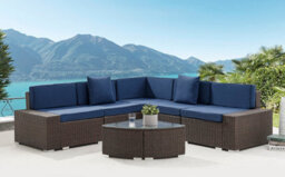 Home Detail Mijas Corner Rattan Sofa Garden Set, Brown Rattan - thumbnail 1