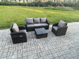 Fimous Garden Furniture Sets 5 Seater Wicker Rattan Furniture Patio Sofa Sets With Reclining Chair 3 Seater Sofa - thumbnail 2