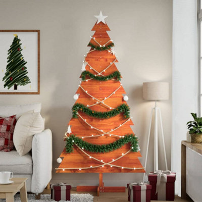 Berkfield Wooden Christmas Tree For Decoration Wax Brown 180 Cm Solid Wood Pine - image 1
