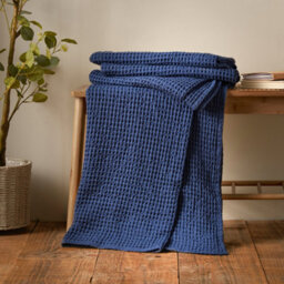 Pineapple Elephant Jaipur Chunky Waffle Cotton 150X200Cm Blanket Throw Navy Blue
