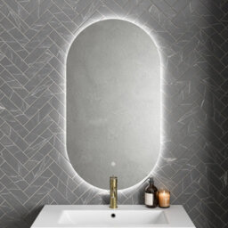 Affine Oval Led Bathroom Mirror Backlit Touch Demister Pad Mains Powered 550X100mm - thumbnail 1