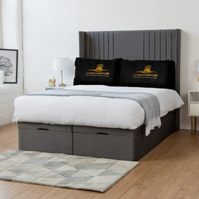 UKBEDFURNITURE Luxor Plush Steel End Opening Divan Ottoman Bed With 54 Inch Headboard - image 1