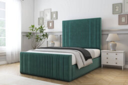 "Sloomy Kingsley Emerald Plush Bed Frame With 50"" Upholstered Headboard 6' Super King" - thumbnail 2