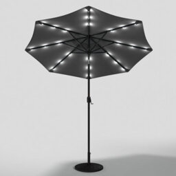 Living And Home 3M Large Garden Led Parasol Outdoor Beach Umbrella With Light Sun Shade Crank Tilt With Round Base, Gark Grey - thumbnail 4