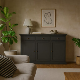 Wyld Haus Osaka Farmhouse Dark Grey Wooden Sideboard, 3 Doors 3 Drawers, 1480mm W - thumbnail 1