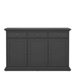 Wyld Haus Osaka Farmhouse Dark Grey Wooden Sideboard, 3 Doors 3 Drawers, 1480mm W - thumbnail 3