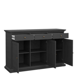 Wyld Haus Osaka Farmhouse Dark Grey Wooden Sideboard, 3 Doors 3 Drawers, 1480mm W - thumbnail 6