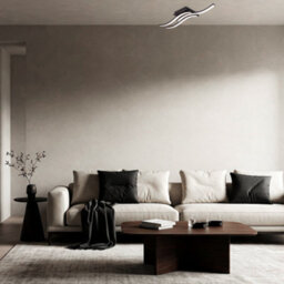 Happy Homewares Modern Triple Wavy Strip Flush Led Ceiling Light Fixture In Matte Black Sand - thumbnail 6