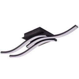 Happy Homewares Modern Triple Wavy Strip Flush Led Ceiling Light Fixture In Matte Black Sand - thumbnail 1