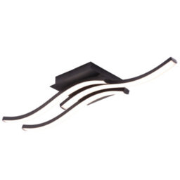 Happy Homewares Modern Triple Wavy Strip Flush Led Ceiling Light Fixture In Matte Black Sand - thumbnail 2