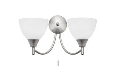 Luminosa Lighting Luminosa Alton 2 Light Indoor Wall Light Satin Chrome With Matt Opal Glass, E14 - image 1