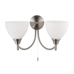 Luminosa Lighting Luminosa Alton 2 Light Indoor Wall Light Satin Chrome With Matt Opal Glass, E14 - thumbnail 2