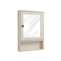 Homestylestore 450 X 650mm Antique White Wall Mounted Corner Mirrored Door Bathroom Cabinet And Brushed Copper Round Handle - thumbnail 1